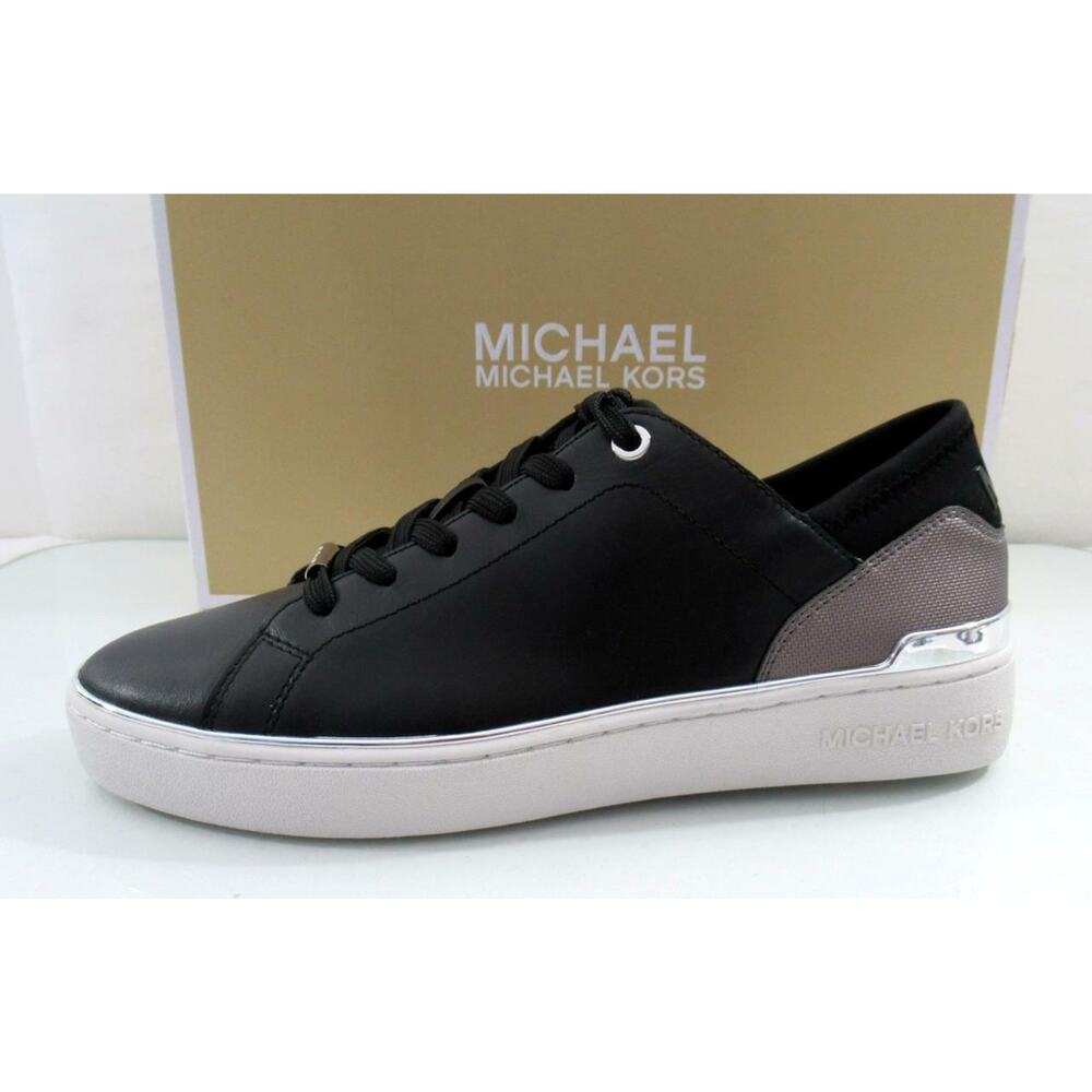Women's Shoes Michael Kors Scout Lace Up Sneaker MK Logo Scuba Black Size 7 - Picture 2 of 9